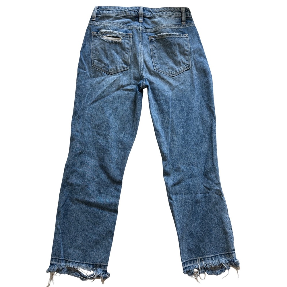 Flying Monkey Womens Distressed Straight Leg Jeans Medium Wash F4125 Blue Cotton - Picture 3 of 7
